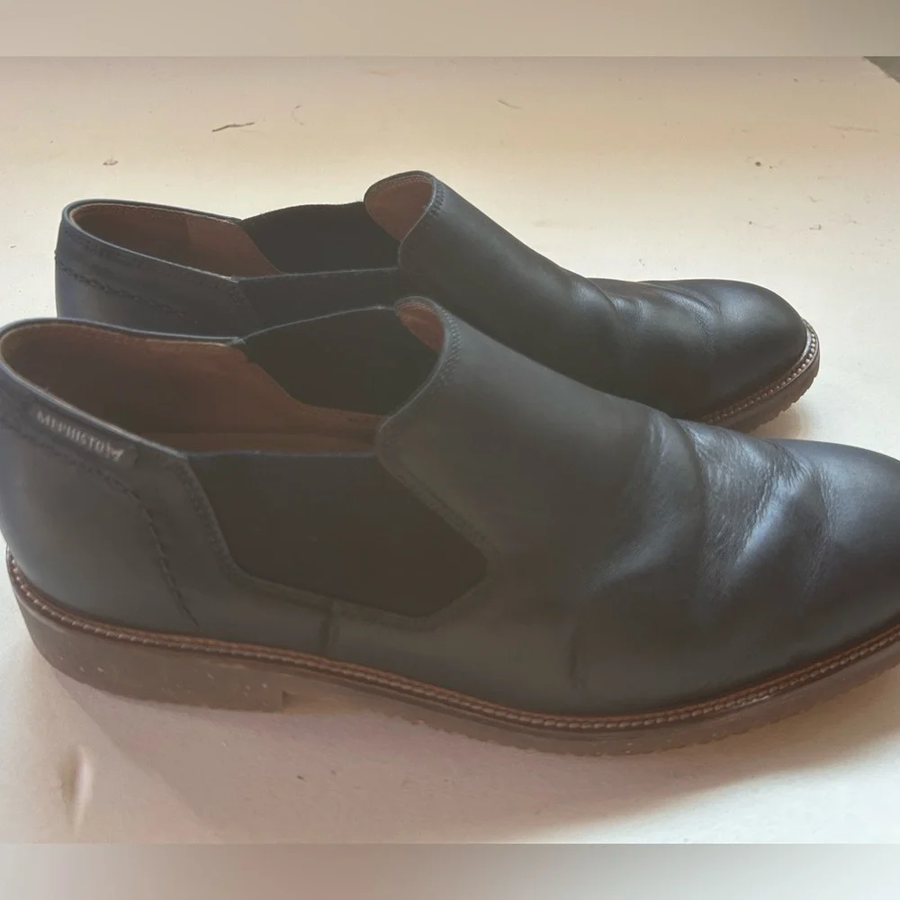 Men's Black Memphisto Leather Slip-On Shoes